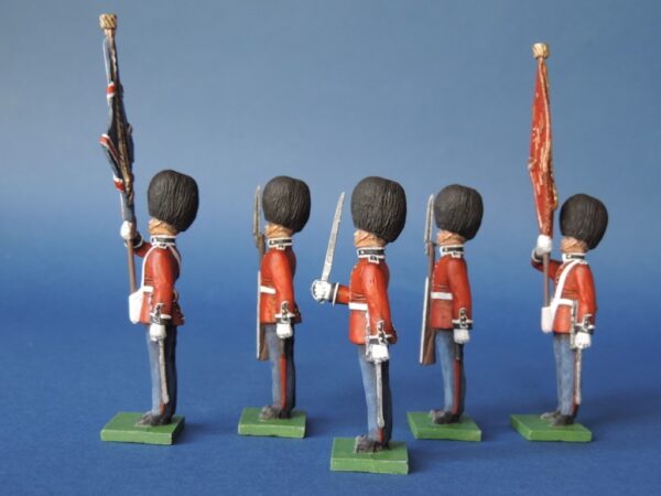 54mm Metal Cast Toy Soldier. Scots Guards Colour Party Standing 5 Piece
