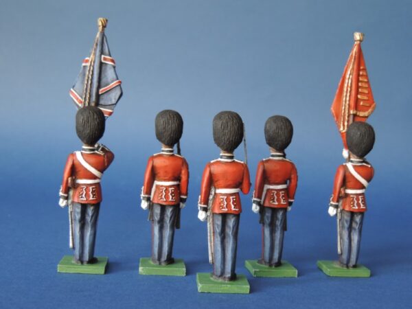 54mm Metal Cast Toy Soldier. Scots Guards Colour Party Standing 5 Piece