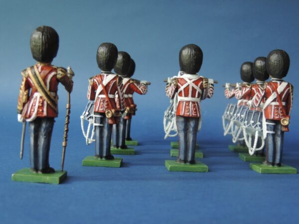 54mm Metal Cast Toy Soldier. Scots Guards Standing Drum Corp 10 Piece