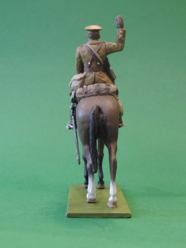 54mm Metal Cast Toy Soldier. Mounted World War 1 Officer Raised Arm