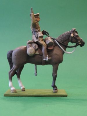 54mm Metal Cast Toy Soldier. Mounted World War 1 Officer Raised Arm