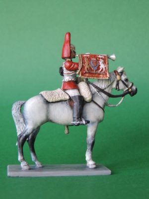 54mm Metal Cast Toy Soldier. Mounted Lifeguard Trumpeter