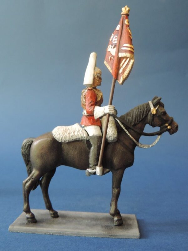 54mm Metal Cast Toy Soldier. Mounted Lifeguard Corporal Major With Standard