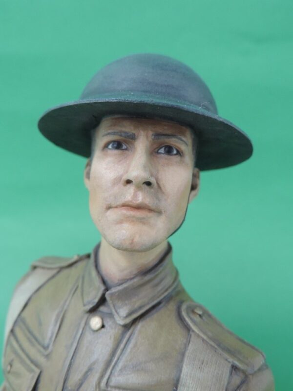 Hand Painted 120mm World War 1 British Tommy Tin Hat Military Bust Produced By Loggerheads Military Studio