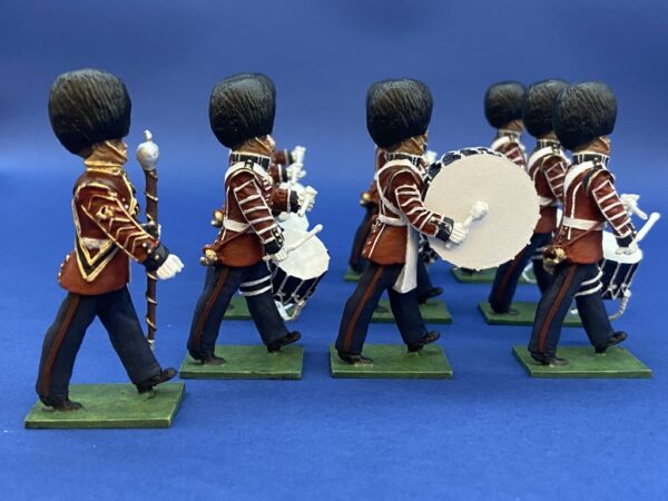 54mm Metal Cast Toy Soldier. Scots Guard Marching Drum Corp 10 Piece
